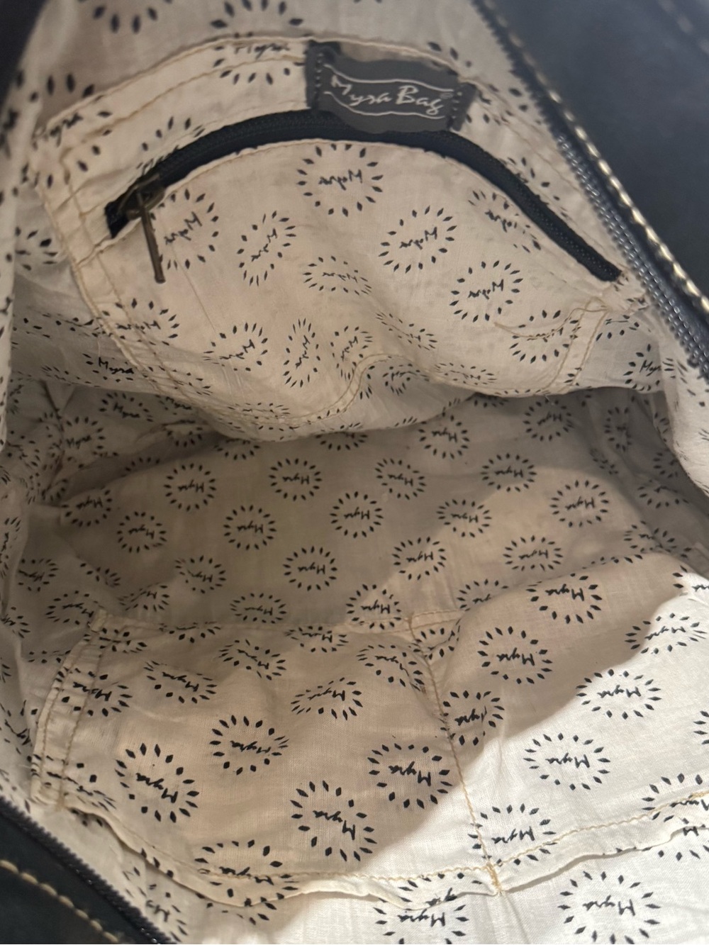 Myra Bag Black & White Cowhide Patchwork Tote Bag - Picture 8 of 12